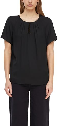 Comma Kurzarm-Bluse aus Crêpe-Chiffon mit Raffung