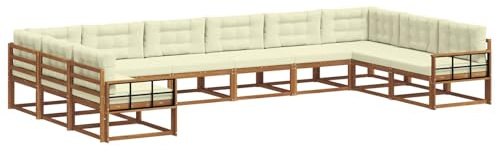 vidaXL Outdoor-Sofagarnitur mit Kissen 10 pcs Natur und Creme