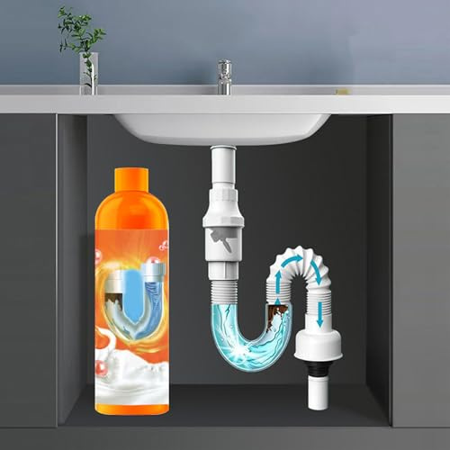 GLOGLOW Powerful Sink Drain Cleaner Liquid, Active Agent, Fast Clog Remover, 500g for Bathroom and Toilet Unclogging (500ml Per Bottle)