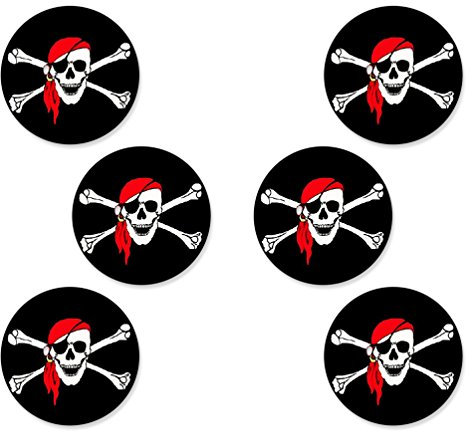 Oblique Unique® 6 x Piraten Antsecker Totenkopf Button - Farbe wählbar (Schwarz)