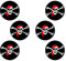 Oblique Unique® 6 x Piraten Antsecker Totenkopf Button - Farbe wählbar (Schwarz)