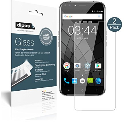 dipos I 2x Screen Protector compatible with Oukitel U22 (5,5 inch) Flexible Glass 9H Display Protection (1x front & 1x back)