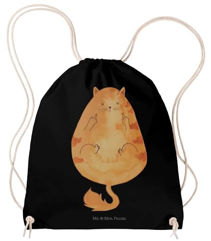 Mr. & Mrs. Panda Sportbeutel Katze Frühaufsteher - Geschenk, Katzenaccessoires, witzig, Tiger, Katzenfan, Turnbeutel Baumwolle, Gymsack, Beutel