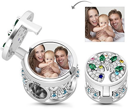 Gnoce Personalisiert Foto Anhänger Charms 925 Sterling Silber Mein Stammbaum erzählt eine reiche Geschichte Familien Stammbaum Bead Charms Schmuck für alle Armbänder Halsketten