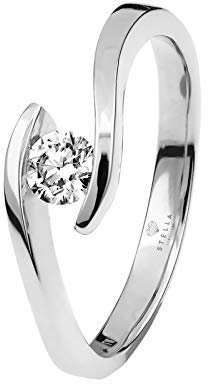 Damen 585(14K) Diamantring Spannring Weißgold 0,10 carat Ehering Verlobungsring