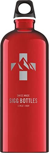 Sigg - Aluminium Water Bottle - Traveller Red mountain - Climate Neutral Certified - Suitable For Carbonated Beverages - Leakproof - Lightweight - BPA Free - Red mountain - 1 L
