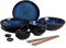 JBKNAN 14 teilig Keramik Geschirr Set mit Suppenschüssel Reisschale Teller Löffel essstäbchen für 2 Personen japanische - Blaue,Schüssel Retro