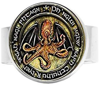 bab hars H.P. Lovecraft Cthulhu R'Lyeh verstellbarer Ring, Bibelzitat, religiöser Schmuck