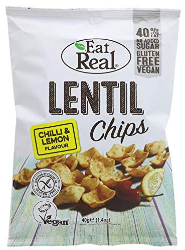 Eat Real Lentil Chilli & Lemon Chips 40g (Pack of 12)