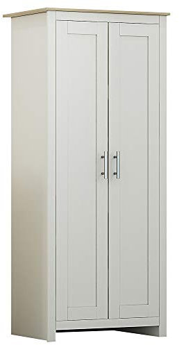 FWStyle Westbury Traditional 2 Door Matt Cream & Light Oak Shaker Style Bedroom Furniture Metal Handles