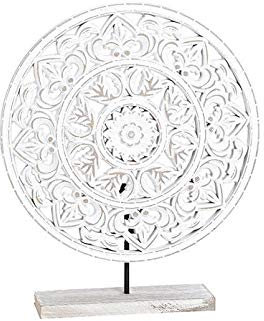 MC Trend Aufsteller Ornament mit Sockel Vintage Shabby Holzbild Blumenmuster (Aufsteller Kreis)