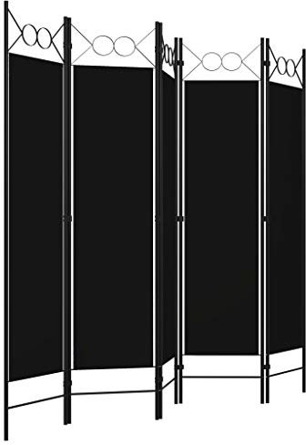 Tidyard 5-TLG.Raumteiler Trennwand Paravent Wand Raumtrenner Wandschirme Stellwand Faltbar Sichtschut für Wohnung Wohnzimmer Badmöbel Schwarz 200 x 180 cm