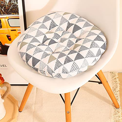 Hiseng 2er-Set Sitzkissen Tatami Stuhlkissen Runde Druck Weiches Dickes Matratzenkissen Bodenkissen Sitzpolster für Esszimmer/Küche/Terrasse/Stuhl/Bank (Graues Dreieck,40cm)