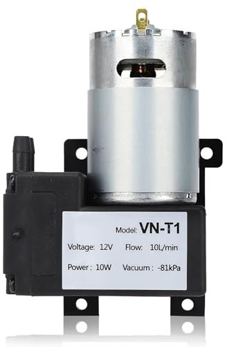 Agatige Mini Pompa per Vuoto DC 12V, Compressore d'Aria a Basso Rumore VN-T1 10L/min, Pompa per Vuoto Senza Olio, Pompa per aspirazione a Pressione negativa ((DC12V))