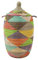 Traditioneller afrikanischer Wäschekorb - Gueno - XXL Korb - geflochten - Handarbeit - made in Afrika - Höhe ohne Deckel gemessen ca. 60 cm (dreieck-bunt)