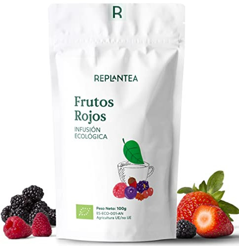 INFUSION FRUTOS ROJOS 100% Ecológica 100g (50 Tazas) | TE FRUTOS ROJOS Sin Teína con Hibisco, Hoja de Mora, Frambuesa, Fresa, Cereza REPLANTEA®