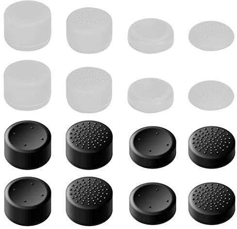 16 Piezas Controller Thumb Grips Tapas para Joystick Compatible Grips Analógico Tapa de Silicona de Joysticks Thumbsticks Caps Blanco Negro