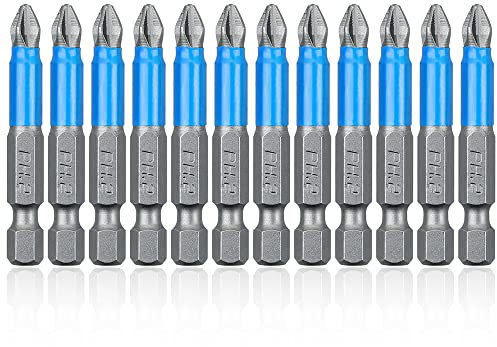 Mesee 10 Pieces Magnetic Phillips Screwdriver Bits 1/4 Hex Shank Anti-slip PH2 Cross Head Screwdriver Bit Set Repairing Tool for Tightening Unscrew Screw Bolt - 50mm Length