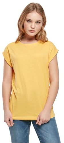 Urban Classics Damen T-Shirt Ladies Extended Shoulder Tee, T-Shirt mit überschnittenen Schultern, aus Baumwolle, erhältlich in vielen Farben, Dimyellow, 4XL