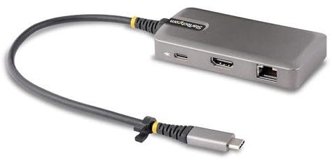 StarTech.com USB-C Multiport Adapter, 4K 60Hz HDMI, 2-Port 5Gbps USB 3.0 Hub, 100W Power Delivery Pass-Through, GbE, USB Typ-C Mini Docking Station, Windows/macOS/Chrome OS (103B-USBC-MULTIPORT)