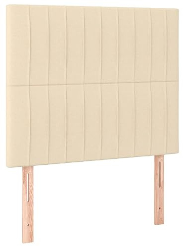 vidaXL Kopfteil Polsterkopfteil Betthaupt Bettkopfteil für Bett Bettgestell Bettrahmen Bettzubehör Schlafzimmer Creme 90x5x118/128 cm Stoff