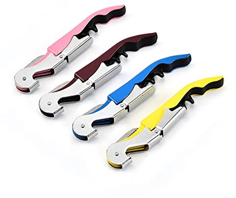 KNOKR Ouvre-bouteille multifonction en acier inoxydable tire-bouchon pour bouteille de bière, outil de cuisine, ouvre-bouteille de bar (couleur : rose)
