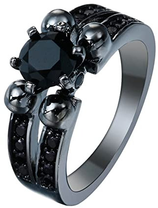 Hoisy Ring Damen Modeschmuck, Vorsteckring Rundes Sechs-Krappen-Set mit Zirkon Schwarz Runden Größe 57 (18.1)