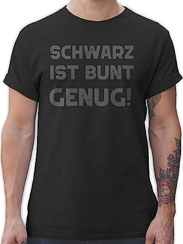 T-Shirt Herren - Sprüche Statement mit Spruch - Schwarz ist bunt genug - 5XL - Schwarz - geekshirt spruchshirts sprueche Geek Shirts männer Oberteil witzig Spruchshirt spruechen Nerd t - Shirt