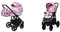 BabyLux Color Lux 2-in-1 Baby Kinderwagen Tief und Kinderwagen mit Zubehör Verstellbar und faltbar Aluminiumkonstruktion Wasserdichte Nicht abnehmbare Räder Bouquets Peony On White Black Frame
