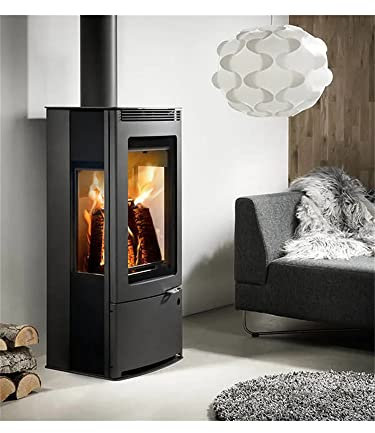 Stufa a legna 9,1 KW con disco panoramico nero