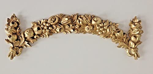 Pintici Wandrelief-3D Gold- Rokoko Repro Wanddeko-Barock Ornament Applike 60x19 cm Wandbild Gold Deko Türbogen Wandbehang Wandskulptur accessoires C1500-Gold (Gold)