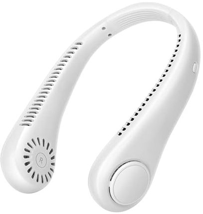 Neck Fan, Rechargeable Mini Bladeless Neck Fan - Portable 360° Cooling Personal Fan with 3 Speeds - USB Wearable Fan Leafless Hanging Neck Fan for Women Men Home Office Travel Sports Outdoor (White)