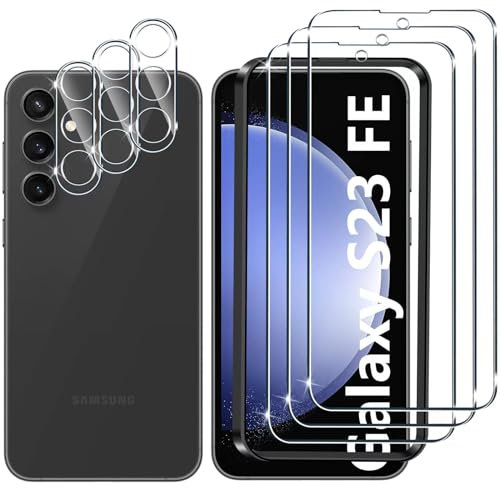 Lutree Verre Trempé pour Samsung Galaxy S23 FE 5G, 3+3 Pièces Protection écran+Caméra Arrière Protecteur Film, 9H Dureté HD Anti-Rayures Sans Bulles Protecteurs d'écran