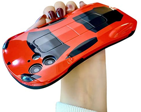 BONICI Schutzhülle für Männer und Frauen, kreativ, coole 3D-Sterik-Sportwagen-Rennwagen-Handyhülle, weiches TPU-Silikon-Gummi, kompatibel mit iPhone 14 Pro Max, Ganzkörperschutz, Rot