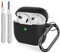 KOKOKA Silikonhülle Kompatibel mit AirPods 3 Hülle mit Reinigungsset und Schutzhülle für AirPods 3rd Generation Case, Stoßfeste Weiche Dünne Case für Airpods 3 Mit Karabiner, Schwarz