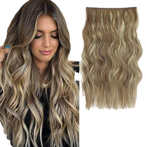 MeeQee Secret Hair Extension Lange Gewellt Haarverlängerung 20inch Synthetik Hair Unsichtbarem Haarteile für Frauen Natürliches Lockiges Spitze Schuss Haarteil 50cm