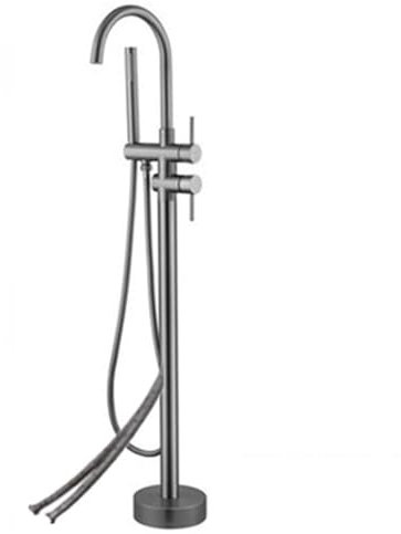 BiaoTeng Robinet Baignoire Avec Douchette Sur Pied gris, Mitigeur Baignoire Ilot Sur Pied 2 fonctions Chaud ou froid Robinet Sur Pied Pour Baignoire, gris