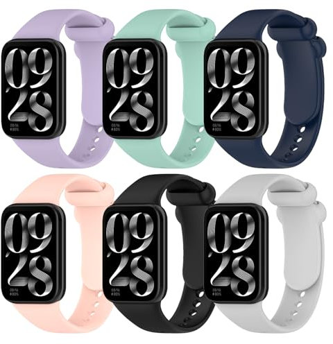 WindRen 6 Pièces Bracelet pour Xiaomi Redmi Watch 5/Redmi Watch 4/Xiaomi smart band 8 pro,Bracelet Fitness Bande de Remplacement en Silicone Strap Extensible Compatible avec Xiaomi smart band 9 pro