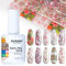 BURANO Transferfolie Nägel Nagelfolien, Nail Art Foil Kleber Folienkleber mit 10PCS Foliensticker,Transferfolie Nagelsticker 15ml 1 Flaschen Nail Art Klebetransfer (Flower Foil 10)