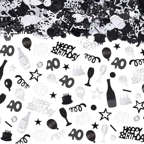 Konfetti 40 Geburtstag Deko,1500 Stück Tischdeko 40 Geburtstag Frauen Männer,Streudeko 40. Geburtstag Deko Confetti,Deko 40 Geburtstag Mann Frau,Happy Birthday Streudeko,Geburtstagsdeko 40 Jahre