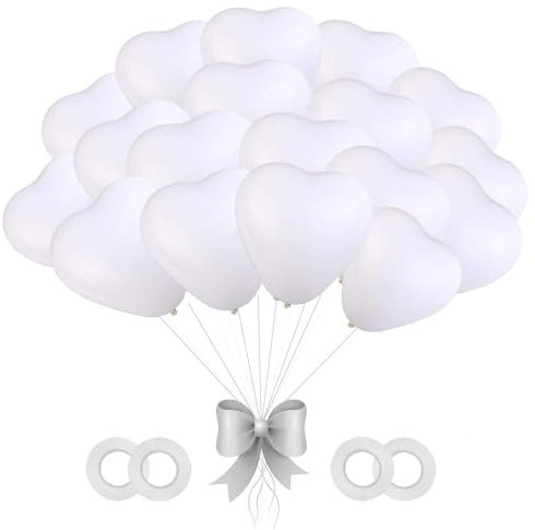 Luftballons Hochzeit - 100 Stück Herzluftballons Weiß, Latex Herz Ballon Helium 12 Zoll für Verlobung Valentinstag JGA Party Deko (Weiß)