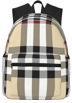 Odddot Rucksack mit grauem Karomuster, für Damen und Herren, Laptop-Büchertasche, leicht, lässig, Reisen, Tagesrucksack, Grau karierte Linien, One size