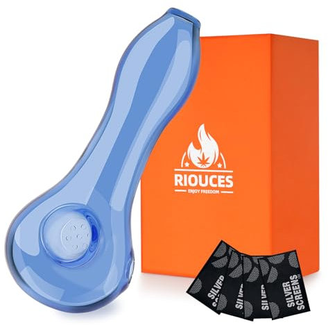 RIOUCES 7 Holes Glass Pipe, Glass Spoon Elegant Beautiful Compact & Lightweight Design, Heat Resistance - Gift for Collectors, Enthusiasts, and Fathers