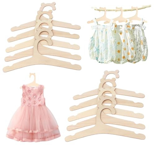 HJYDGJ Lot de 10 cintres en bois pour enfants – Porte-manteau antidérapant unisexe pour vêtements de bébé