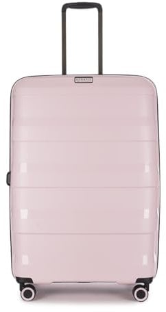 Stratic Straw + Hartschalen-Koffer Trolley Koffer groß Reisekoffer, nachhaltig, 4 Rollen, erweiterbar, TSA-Schloss (Größe L, Rose)