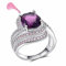 SHOUKAII Runde lila Stein Ring Verlobungsringe for Frauen Zirkonia Ring Hochzeit Dekoration Sieraden Anillos