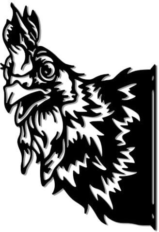 WADORN Chicken Metal Garden Yard Art Decor, Animal Iron Decorative Garden Stakes Black Distinct Rooster Head Silhouette Outdoor Fence Decor for Farm Yard Art Outdoor Garden Decor Flowerbeds