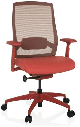 hjh OFFICE Ergonomischer Bürostuhl Colore Profi Drehstuhl, Sitztiefe & Lordosenstütze verstellbar, atmungsaktive Rückenlehne, Rot