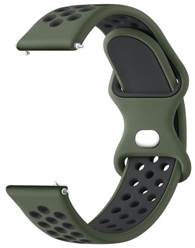 Vancle Bracelet pour 20mm Montre Intelligente, Bracelet en Silicone à Dégagement Rapide, Deux Couleurs, Bracelets de Rechange Souples pour Montre de 20mm Homme Femme, Vert Foncé/Noir
