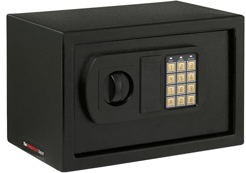 Digital Safe, Heavy Duty High Security Black Steel Safe Box with Electronic Key Pad, Steel Locking Bolts & Emergency Key Override for Home, Hotel, Business, Office (12 Litres)
